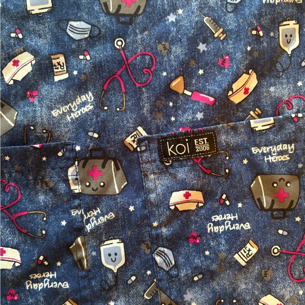 Koi Basics Everyday Heroes Scrub Top XXS Navy Blue - Picture 4 of 7